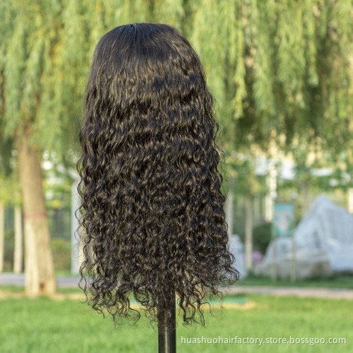 100% Brazilian Human Hair Lace Front Wig 150% Density Pre Plucked Natural Color Water Wave 4*4 Lace Closure Wig Remy
